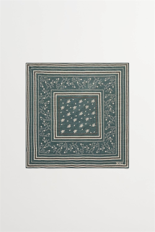 SKALL STUDIO SCARF 55X55 DARK GREEN/BROWN